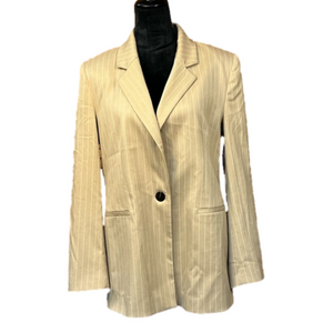 ZARA WOMAN Taupe/Camel Striped Blazer size Large. NWT